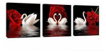 Amoy Art -3 Paneles Hermosos Cisnes Romanticos Impresion D 0