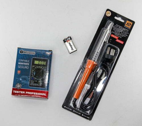 High Tec Electronica Combo Tester Multimetro Buzzer 830D+ Soldador 40W + B.9V Htec 1