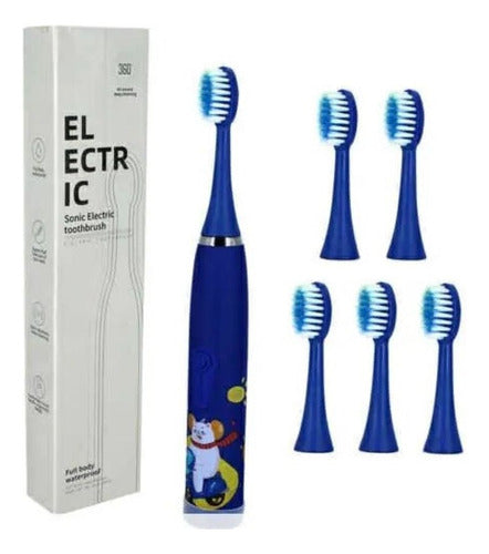 Cepillo Dental Infantil Eléctrico Azul - 5 Repuestos 1