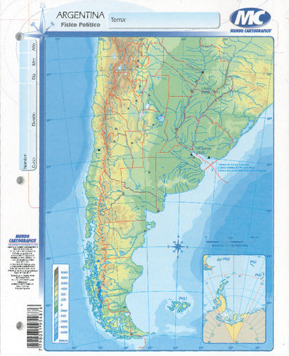 Mapas N° 3 Argentina Físico Político Block X 40 0