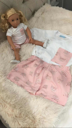 Short Sleeve Nightgown Set for Girls and American Girl Doll 2
