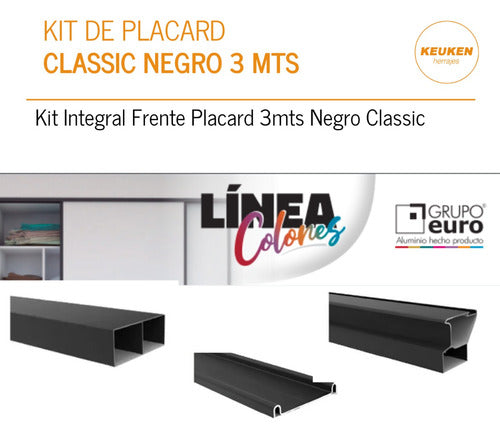 Kit Frente De Placard Negro Classic Grupo Euro 3mts 1