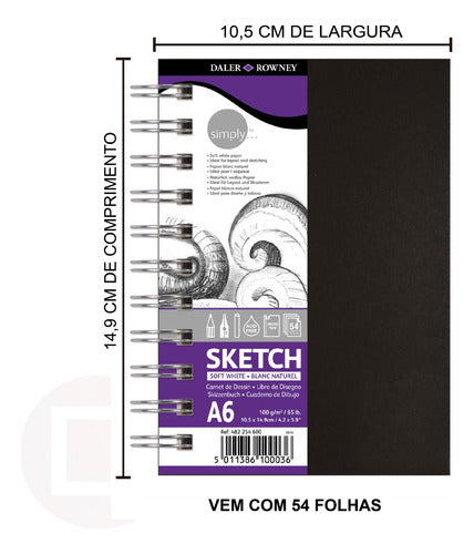 Bloco Espiral Sketchbook Daler Rowney A6 54fls 100g 2