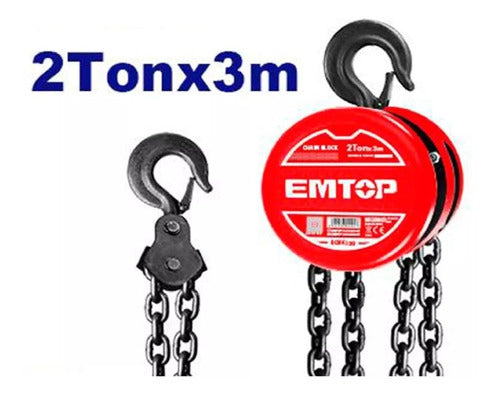 Aparejo A Cadena Emtop 2 Tonelada 3mt Ecbk120 K37 1