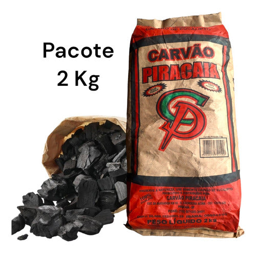 Carvão 2 Kg Vegetal 100% Eucalipto Família Unida  Churrasco 1