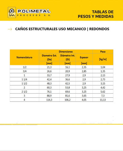 Siderar Caño Estructural Uso Mecánico Ø 33.7mm X 2.85mm X 6.4m 1