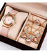 Flowingraff Set of 4: Watch + Necklace + Ring + Earrings * Pink 1