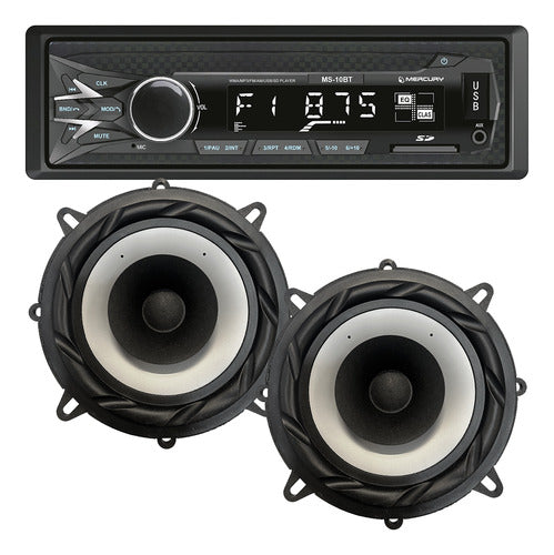 Stereo Bluetooth Am Fm Parlantes Bomber 5 Pulgadas Cono Dual 0