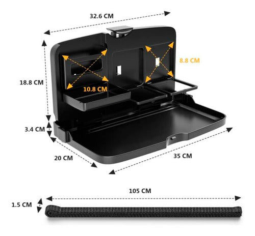 Bandeja Organizadora Comida Bebida Celular Para Auto Suv 4