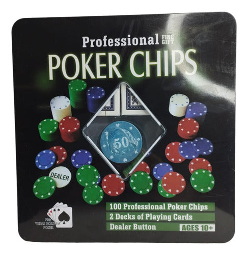 ToyZ 100 Poker Chips 2 Decks of Cards Dual Toned Dealer 0