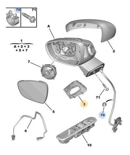 Peugeot Base Espejo Retrovisor Giro 308/408 Izquierdo Original 1