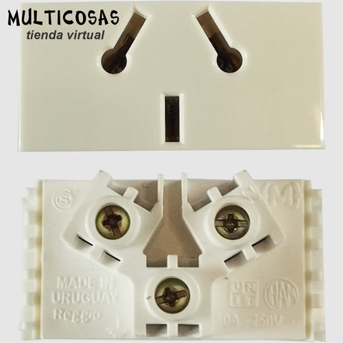 Molveno Reggio White 3-Pin V-Shaped Socket Module 1