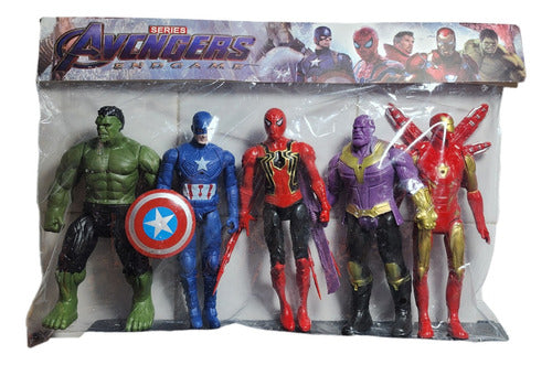 Set 5 Muñecos Avengers Ironman Spiderman Hulk Thanos Con Luz 1