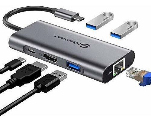 Hub Usb C Hub 6 En 1 Usb C A Hdmi 4k Con 1000m Ethernet 0