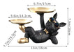 Baojulong Cool Resin Dog Statue Black 2 Bandejas De Metal Co 2