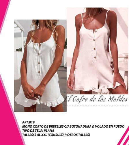 El Cofre de los Moldes Digital Short Jumpsuit Pattern with Button Placket, Sizes S to XXL Pack 0