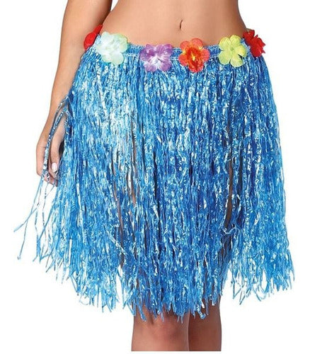 Cotillón Luminoso Quilmes 1 Pollera Hawaiana Hula Con Flores 40cm Disfraz Carnaval 0