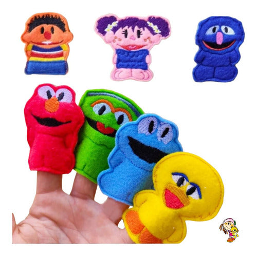 Títeres De Dedo Plaza Sésamo Set X8 Elmo Come Galletas Cute 2