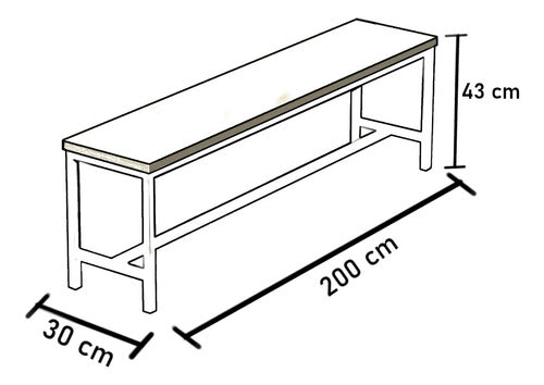 Banco Para Vestiário Reto 200cm - Base Em Aço - Varias Cores 1