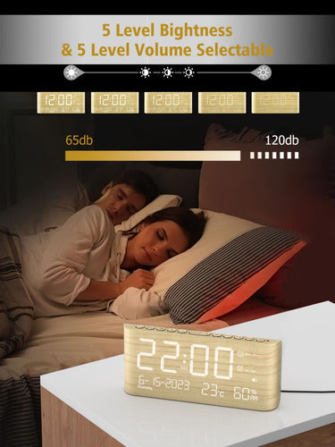 PPLEE Large Screen Digital Alarm Clock with Calendar 4