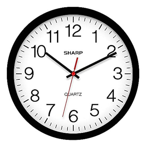 Sharp Wall Clock: Black, Silent, No Ticking, Quality 0