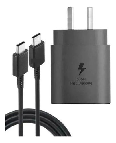 Samsung C Turbo 25W Charger + Cable Mod S20 21 22 Plus - Black 0