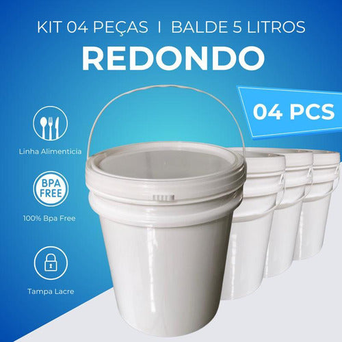 Balde 5l Para Armazenar Ração 4 Pçs 1