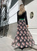 High Waist Skirt for Parties with Flowy Long Floral Print 3