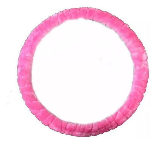 Iael Universal Plush Pink Steering Wheel Cover 38cm 0