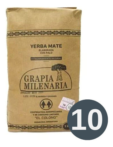 Grapia Milenaria Yerba Mate 10 X 1 Kg - Elaborada Con Palo 0