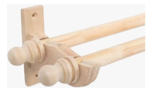 Double Curtain Rod Kit 22mm Natural 2.00m 0