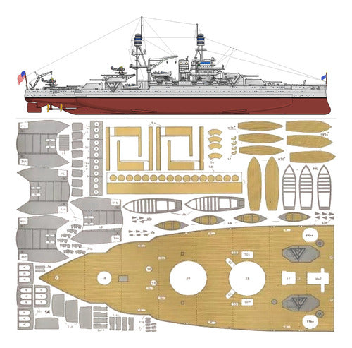 MODELO PARA IMPRIMIR Uss Arizona (BB-39) 1:200 Papercraft (envo X Mail) 0