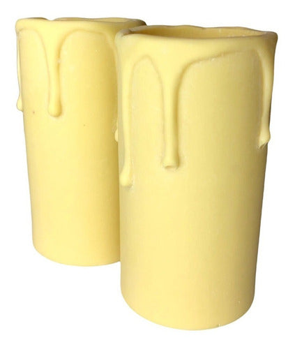 ILUMUNDO Pack of 10 Ivory Resin Wood Candles E27 - With Tears 2