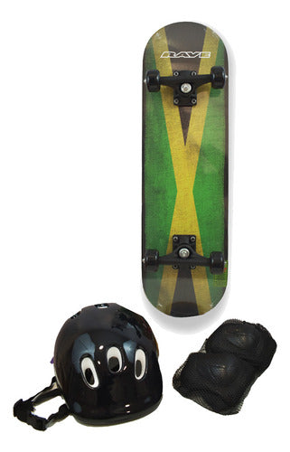 Patineta Skate Board Flat Verde + Set De Proteecion  Ik0459 0