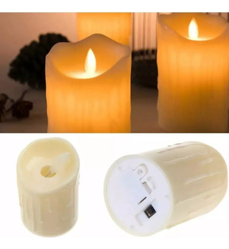 Set of 3 LED Flame Effect Warm Light Candles with Movement Battery Operated 3
