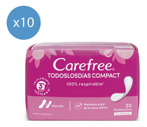 Pack Protectores Diarios Carefree Todos Los Días Compact 20 0