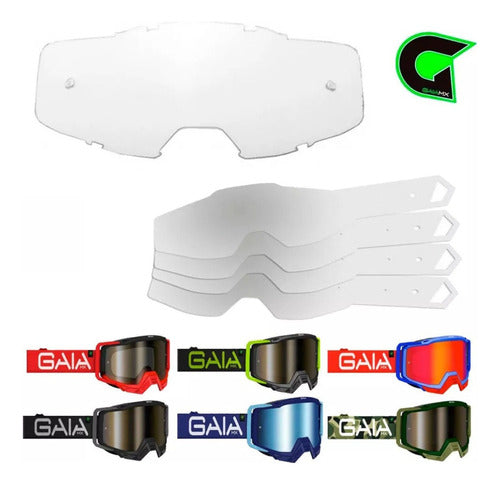 Kit Lente Transparente + 20 Tear Off Óculos Gaia Mx Pro Full 2