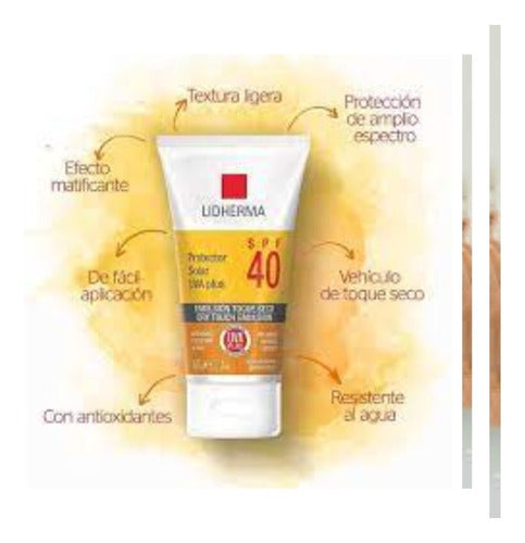 Lidherma Protector Solar Toque Seco Piel Grasa O Acneica SPF 40 0