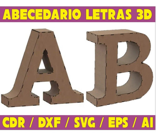 Vectores Corte  Laser - Letras 30 Cm 3d Para Mdf 3mm 0