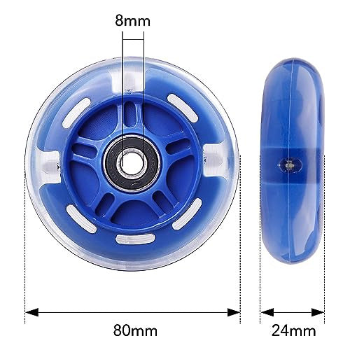 Rueda De Patineta Infantil 80mm Con Luces Led Azul 1