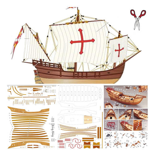 MODELO PARA DESCARGAR E IMPRIMIR Barco Carabela La Pinta 1:96 / Papercraft (envio X Email) 0