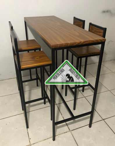 MuebleriaIndustrialUy Breakfast Table Set with Four Chairs - Wood and Iron 3