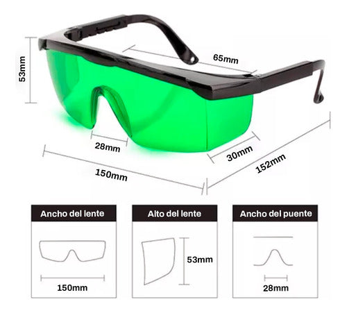 MakerParts Laser Safety Glasses Green Anti-Scratch Adjustable Temples 1