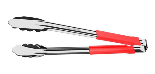 Tramontina Utilitá Stainless Steel Tongs with Red Handle 0