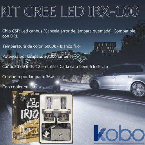 Kobo - Iron Dakar Chip CSP H4 12V 36W Cree LED Lamp Kit 1