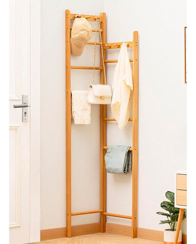 Generic Bamboo Corner Organizer Coat Rack 45x170 cm - Cs 6