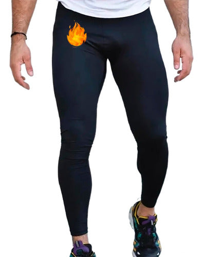 AbastoShop Online Long Thermal Fleece Sports Leggings for Men - Fat Burning Gym 0