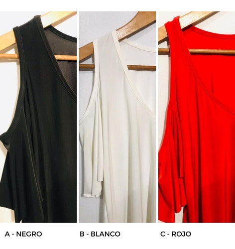 Hadda´s Closet Pack X2 Blusa Remera Musculosa Hombro Abierto Sexy Escote V 1