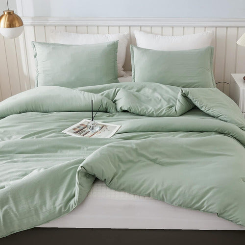 Juego De Ropa De Cama King Size En Verde, 3 Piezas Livianas 1