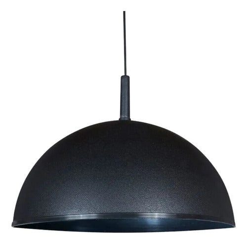 PVC Hanging Bell Pendant Lamp Half Sphere 35cm Black 1